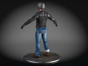 Classic Biker Harley Rider 3D Model