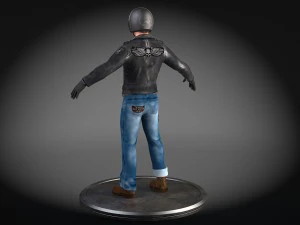 Classic Biker Harley Rider 3D Model