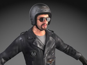 Classic Biker Harley Rider 3D Model