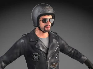 Classic Biker Harley Rider 3D Model