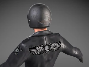 Classic Biker Harley Rider 3D Model