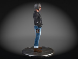 Classic Biker Harley Rider 3D Model