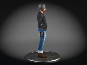 Classic Biker Harley Rider 3D Model