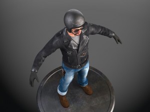 Classic Biker Harley Rider 3D Model
