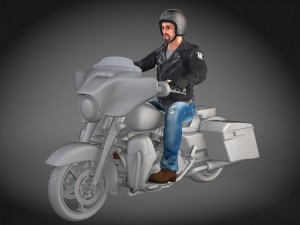 Classic Biker Harley Rider 3D Model
