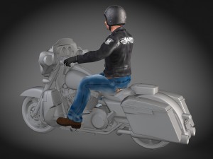 Classic Biker Harley Rider 3D Model