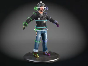 Classic Biker Harley Rider 3D Model