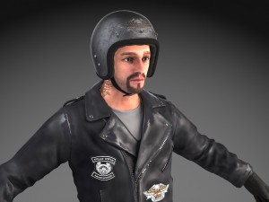 Classic Biker Harley Rider 3D Model