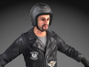 Classic Biker Harley Rider 3D Model