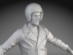 Classic Biker Harley Rider 3D Model