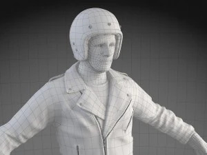 Classic Biker Harley Rider 3D Model