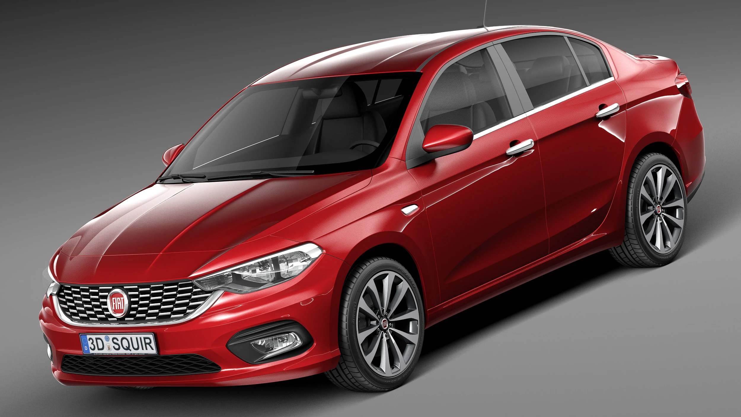 Fiat Tipo 2016 3D Model .c4d .max .obj .3ds .fbx .stl .blend 