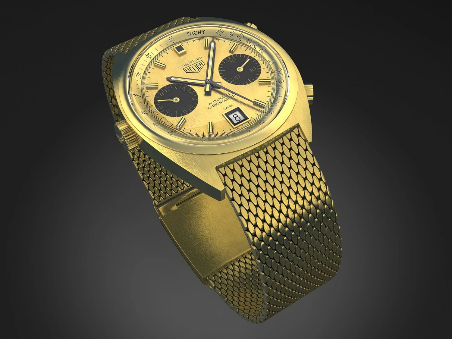 Tag Heuer Carrera 1158 Watch 3D Model .c4d .max .obj .3ds .fbx .stl .blend 