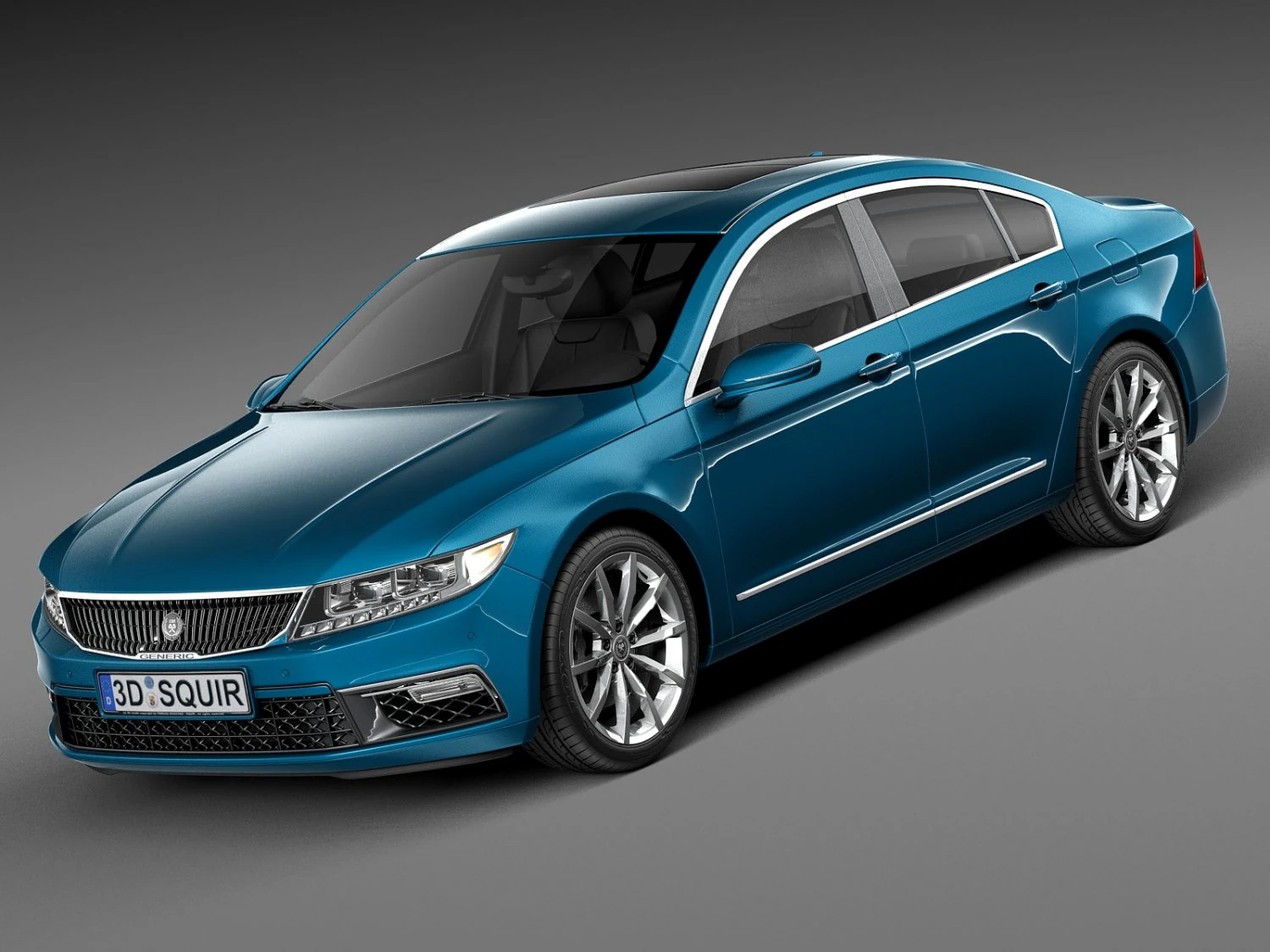 Generic Luxury Sedan 2016 3D Model .c4d .max .obj .3ds .fbx .stl .blend