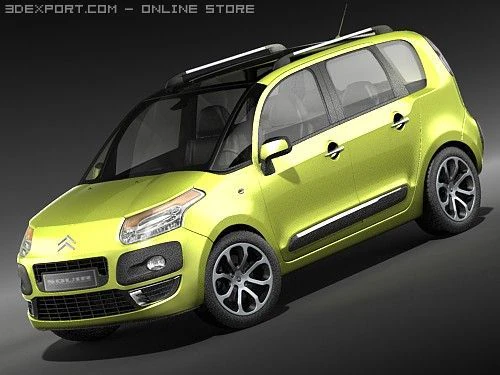 Citroen C3 Picasso 2009 3D Model .c4d .max .obj .3ds .fbx .stl .blend 