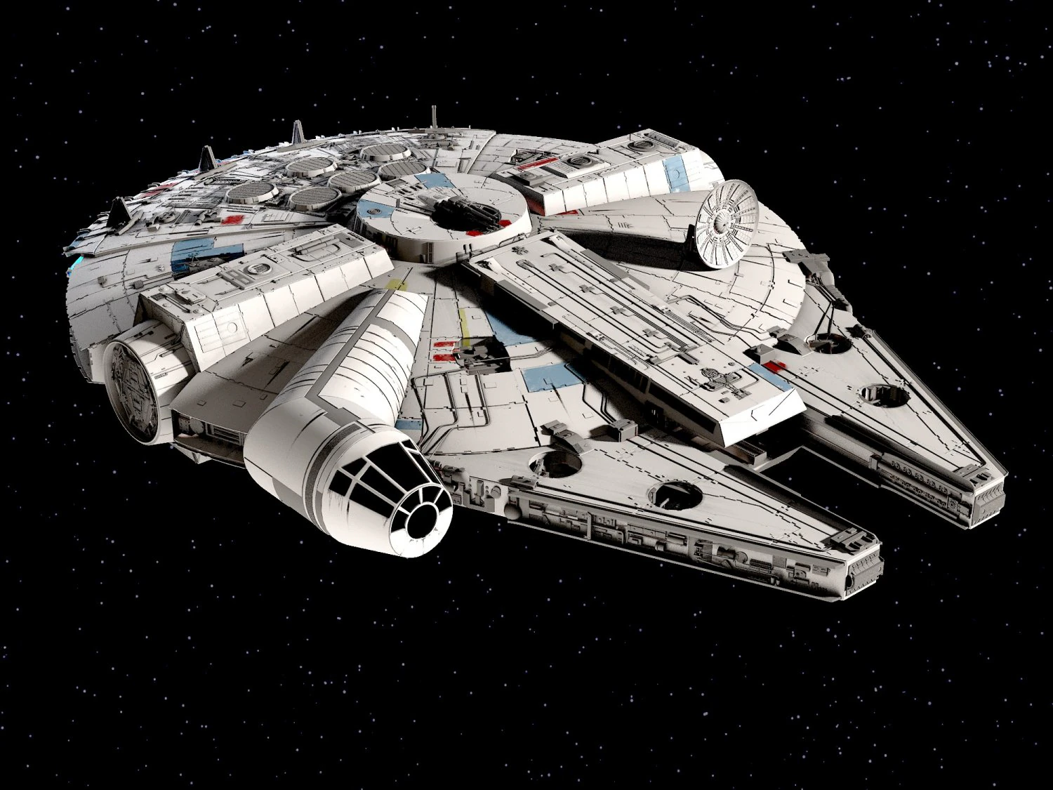 Star Wars Millenium Falcon V1 3D Model .c4d .max .obj .3ds .fbx .stl .blend 