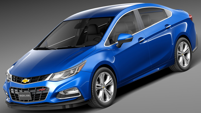 Chevrolet Cruze Sedan 2016 3D Model .c4d .max .obj .3ds .fbx .stl .blend