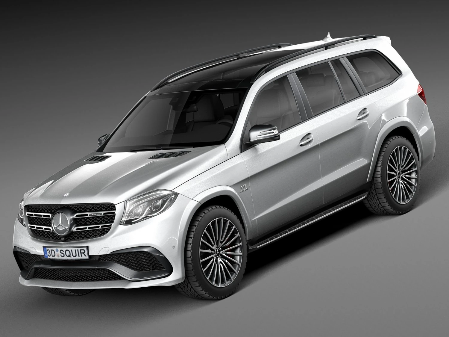 Mercedes-Benz GLS 63 AMG 2017 3D Model .c4d .max .obj .3ds .fbx .stl .blend