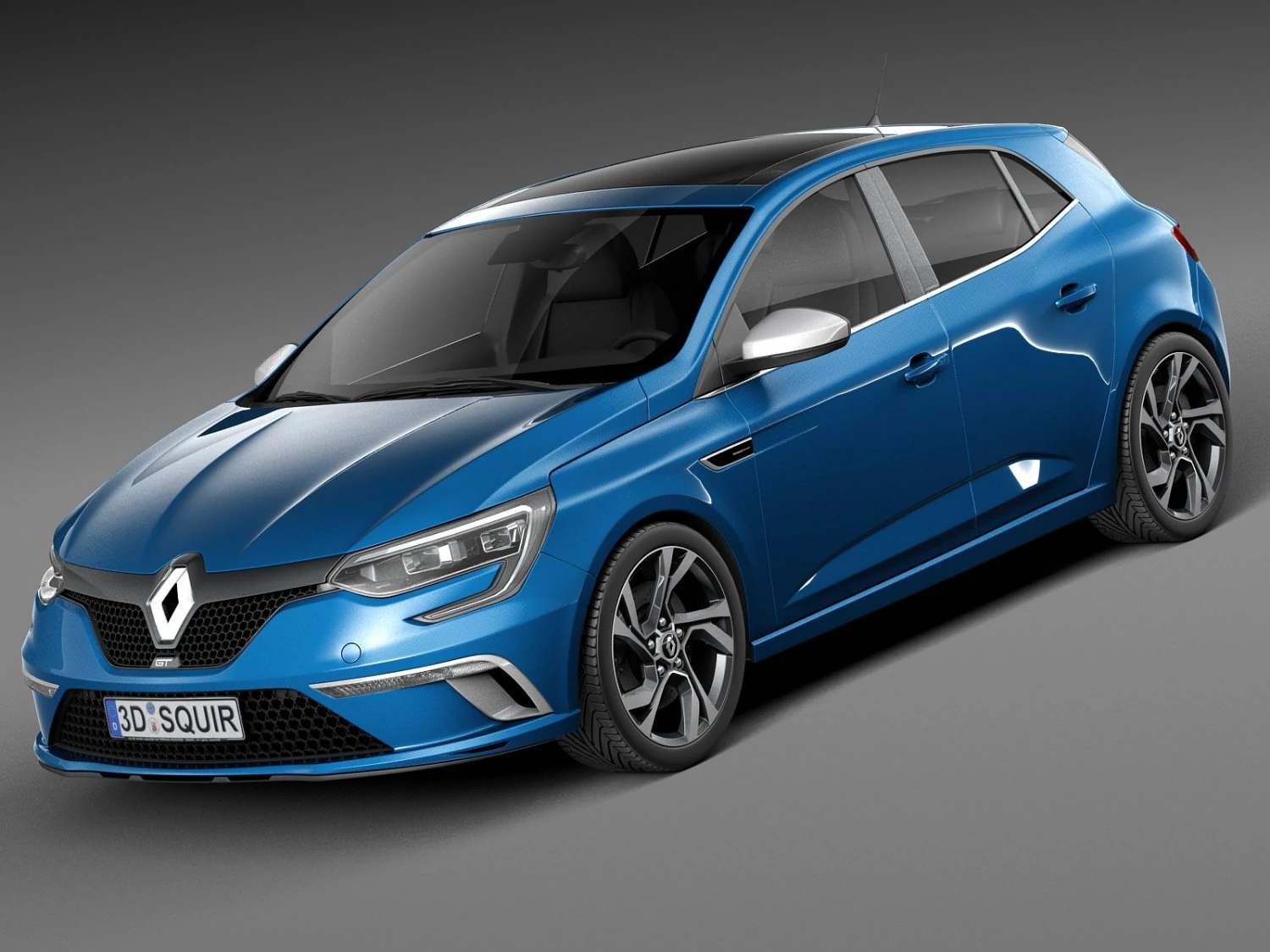 Renault Megane GT 2016 3D Model .c4d .max .obj .3ds .fbx .stl .blend 