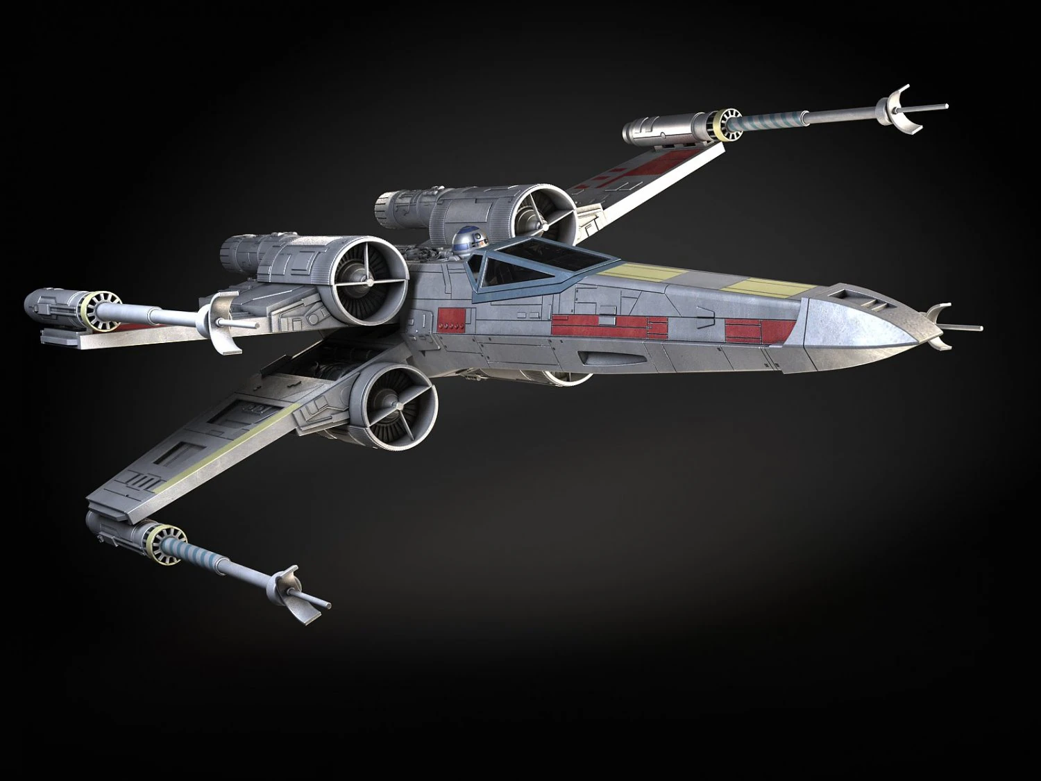 Starwars X-wing Fighter with Interior 3D Model .c4d .max .obj .3ds .fbx .stl .blend 