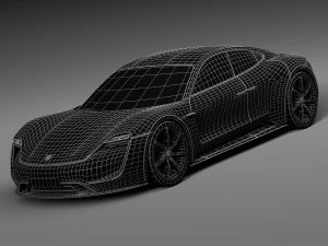 Porsche Mission E Concept 2015 Lowpoly 3D Model