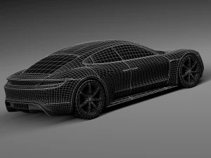 Porsche Mission E Concept 2015 Lowpoly 3D Model