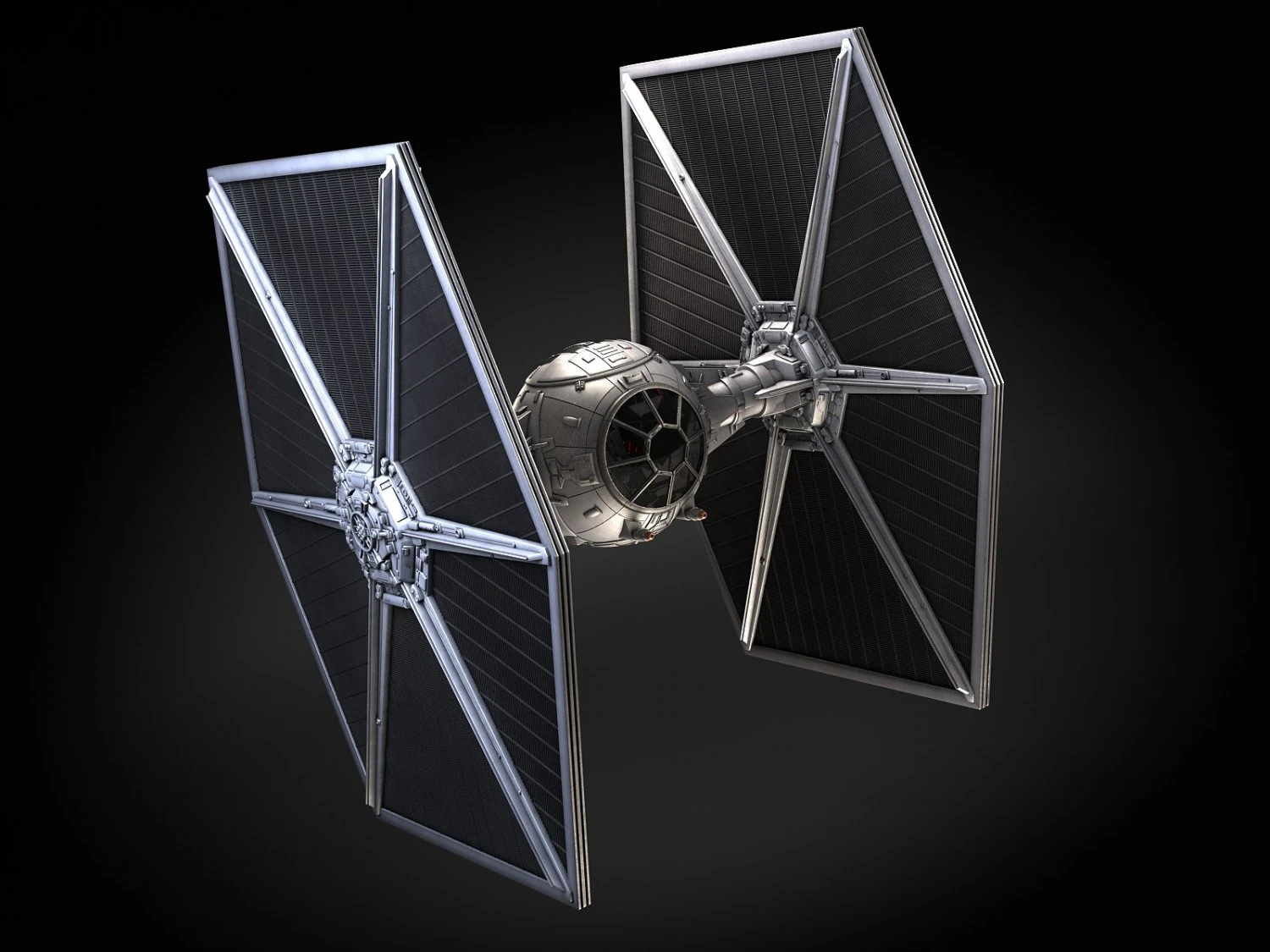 Star Wars Tie Fighter with Interior 3D Model .c4d .max .obj .3ds .fbx .stl .blend