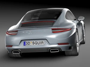 Porsche 911 Carrera Coupe 2016 Lowpoly 3D Model