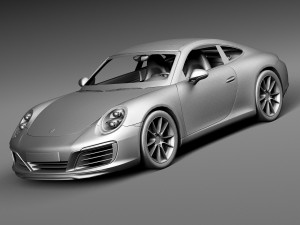Porsche 911 Carrera Coupe 2016 Lowpoly Model 3D