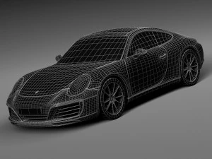 Porsche 911 Carrera Coupe 2016 Lowpoly 3D Model