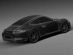 Porsche 911 Carrera Coupe 2016 Lowpoly Model 3D