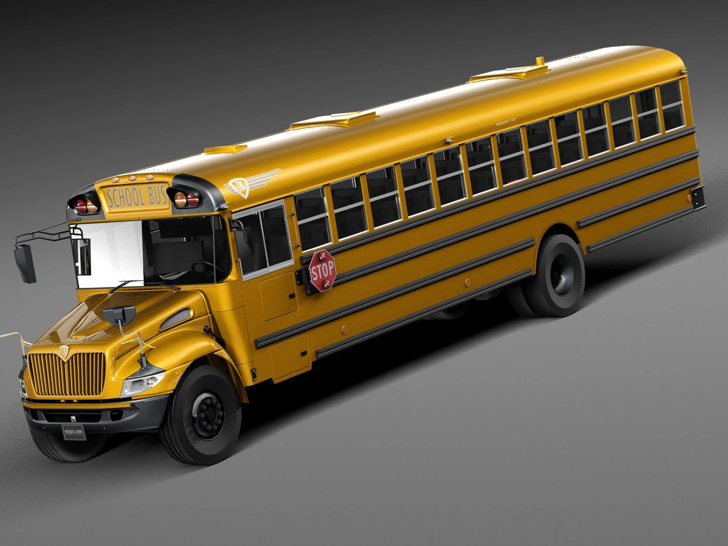 IC CE Series Schoolbus 2015 Lowpoly 3D Model .c4d .max .obj .3ds .fbx .stl .blend 