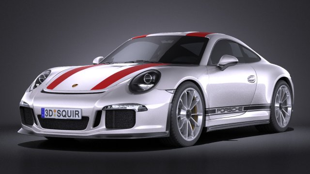 Porsche 911 R 2017 3D Model .c4d .max .obj .3ds .fbx .stl .blend 