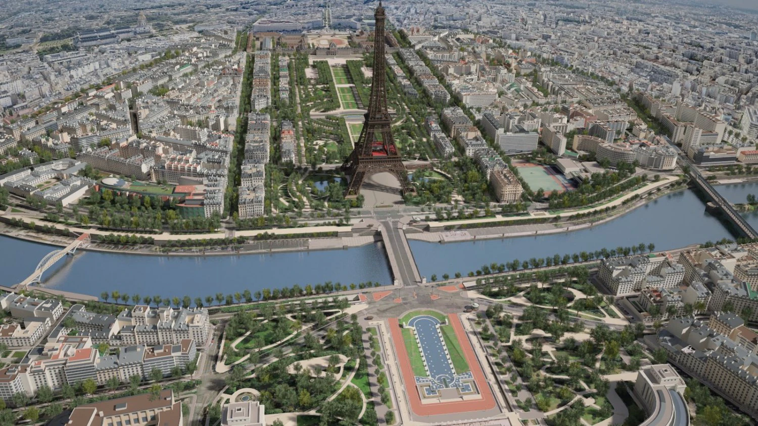 Paris City Eiffel Tower 3D Model .c4d .max .obj .3ds .fbx .stl .blend 