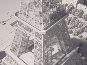 Paris City Eiffel Tower 3D Model