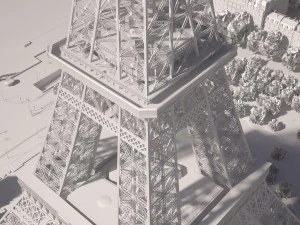 Paris City Eiffel Tower 3D Model