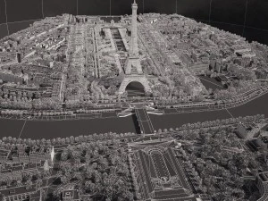 Paris City Eiffel Tower 3D Model