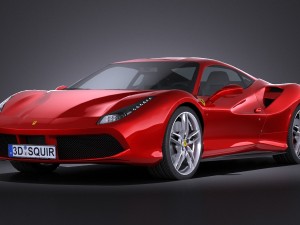 Ferrari 488 GTB 2016 Lowpoly 3D Model