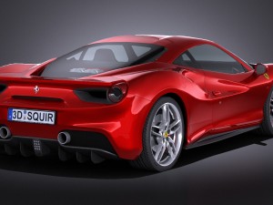 Ferrari 488 GTB 2016 Lowpoly Modelo 3D
