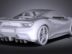 Ferrari 488 GTB 2016 Lowpoly Modelo 3D
