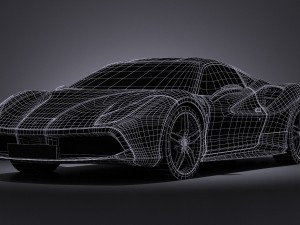 Ferrari 488 GTB 2016 Lowpoly Modelo 3D