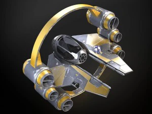 Jedi Starfighter ETA-2 with Hyperdrive Booster Rin 3D Model