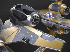 Jedi Starfighter ETA-2 with Hyperdrive Booster Rin 3D Model