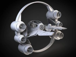 Jedi Starfighter ETA-2 with Hyperdrive Booster Rin 3D Model
