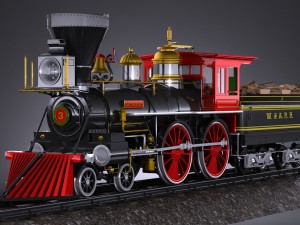 The General 4-4-0 Steam Locomotive Modello 3D
