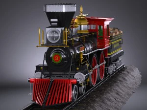 The General 4-4-0 Steam Locomotive 3D Model