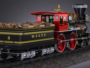 The General 4-4-0 Steam Locomotive 3D Model