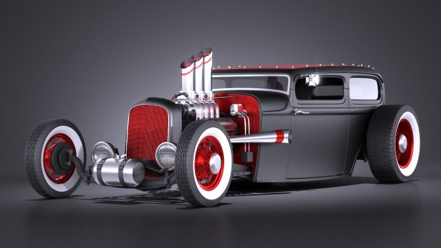 Hotrod 1929 Ratrod Modèle 3D .c4d .max .obj .3ds .fbx .stl .blend