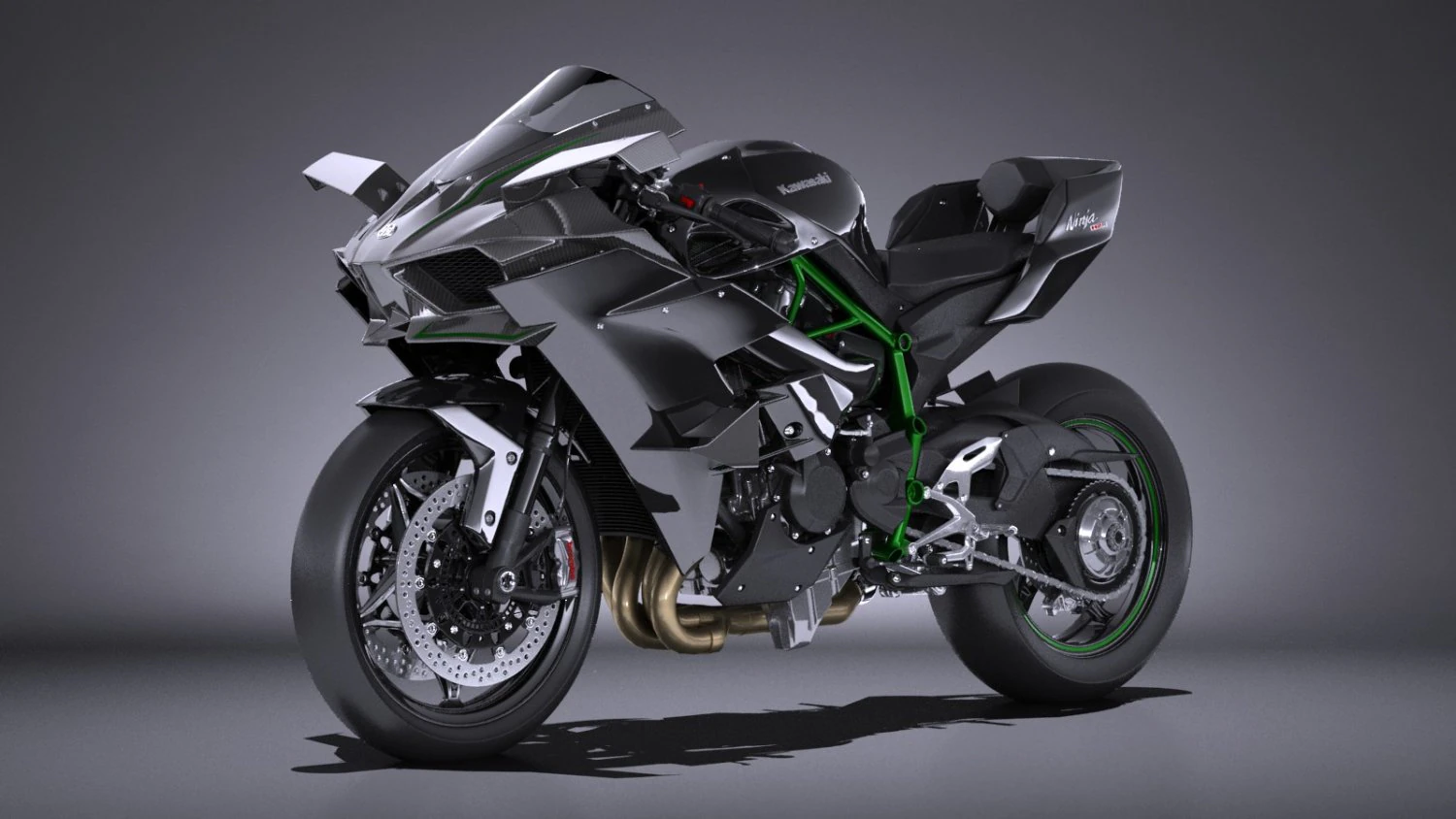 Kawasaki Ninja H2R Supercharged 2016 3D Model .c4d .max .obj .3ds .fbx .stl .blend 