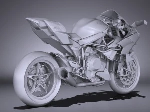 Kawasaki Ninja H2R Supercharged 2016 3D Model